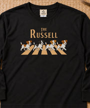 The Russell | 横断歩道を渡る4匹のジャックラッセルテリア 犬 長袖Tシャツ | フロントのみプリント