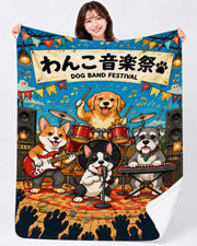 Dog Band Festival わんこ音楽祭の犬バンドデザイン | ブランケット