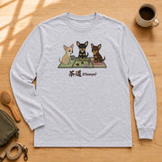 Chanoyu Chihuahua | 茶道 チワワ 和風 お茶会 犬 長袖Tシャツ | フロントのみプリント