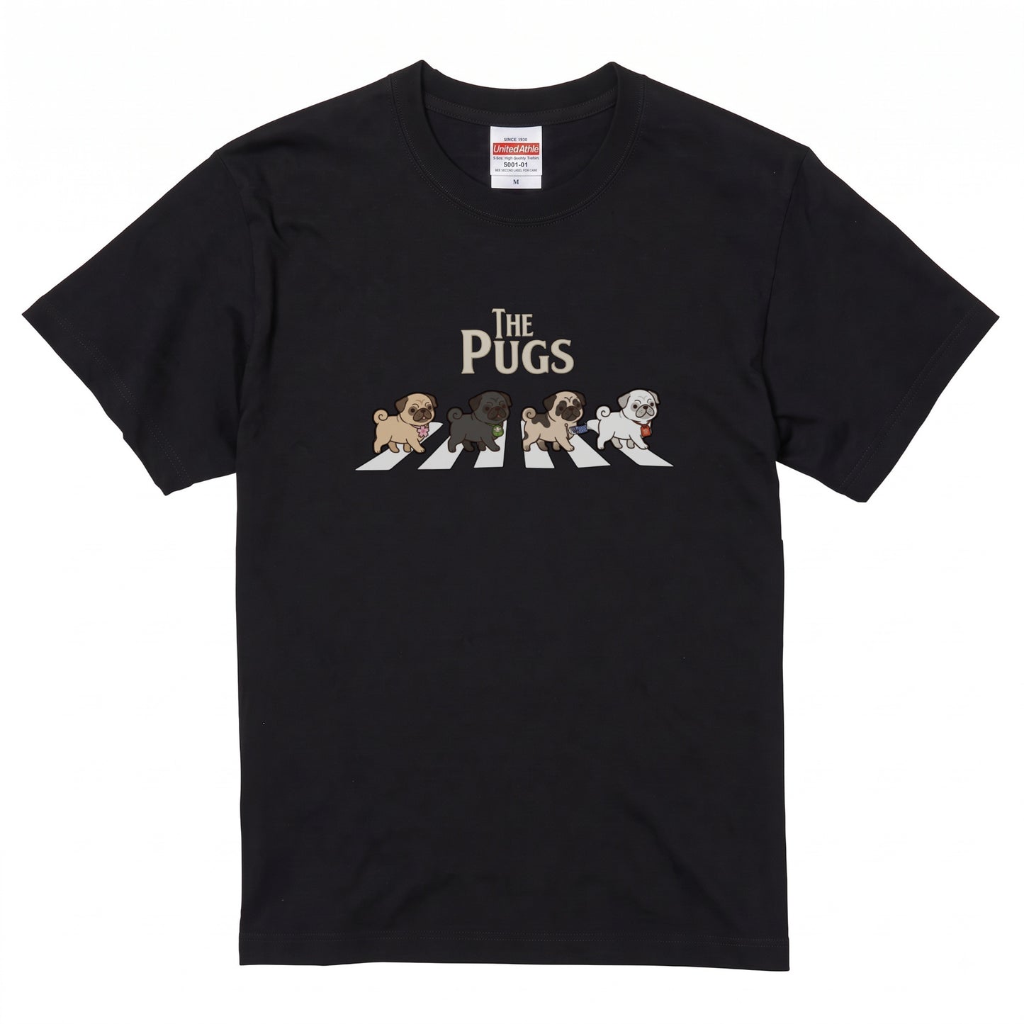 THE PUGS | 横断歩道 ゆるかわ パロディ Tシャツ【犬好き・愛犬家・パググッズ・イベント・プレゼントに最適】