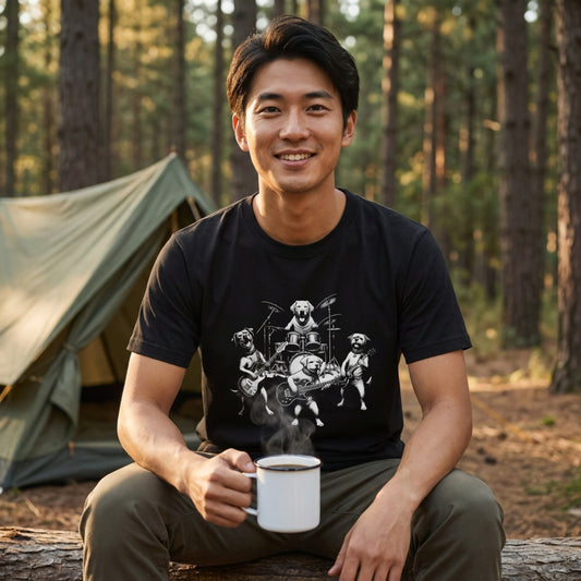 ロック犬 バンド 音楽 Tシャツ | 犬好き・愛犬・ロック・イラスト・かっこいいに人気