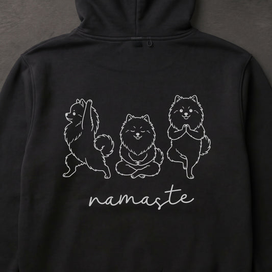 Pomeranian namaste ポメラニアン ヨガ パーカー |バックプリント