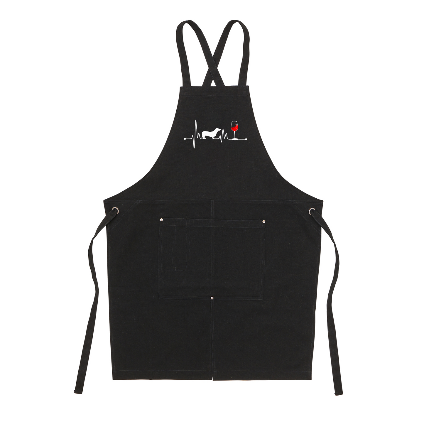 犬エフロン ツイル エプロンいぬ 犬イラスト ダックスフンド 心電図 ハートビート