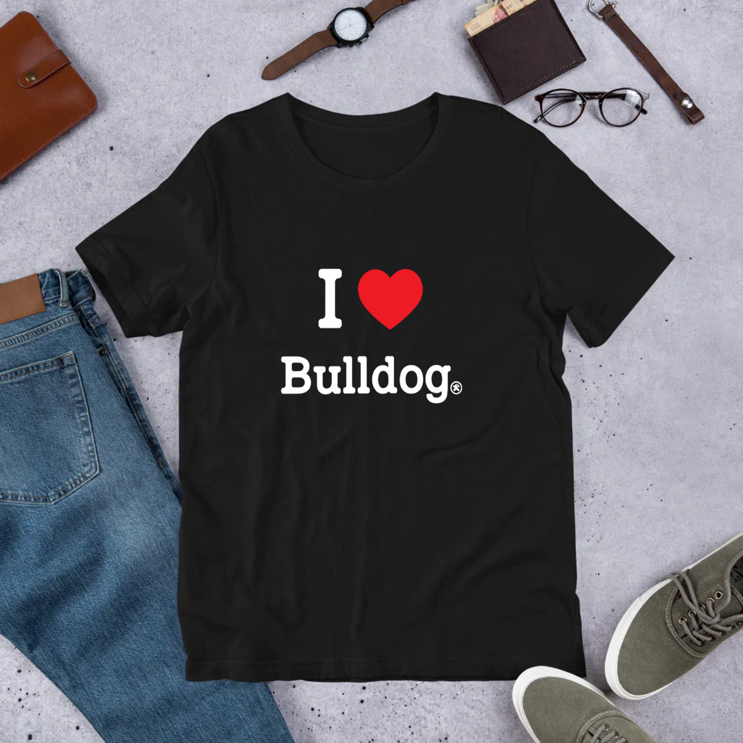 犬 tシャツ 犬イラスト フレンチ・ブルドッグが好き I Love Bulldog