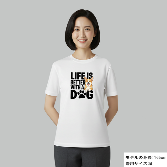 犬 tシャツ 犬イラストコーギー Life is better with a Corgi|アダルト&キッズサイズ