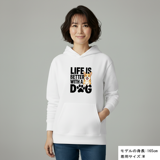 犬 パーカー 犬イラスト いぬ かわいい コーギー Life is better with a Corgi