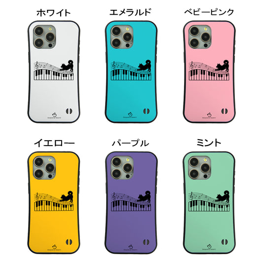 ケース いぬ 犬 イラスト犬 ピアノ鍵盤と音符犬 ケース iPhone8, SE2, SE3 ~ ケースiPhone17シリーズ