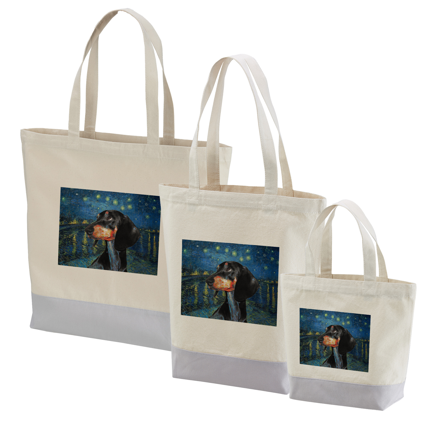 犬トート バッグ 犬 エコ バッグ ダックスフンド ブラック アート