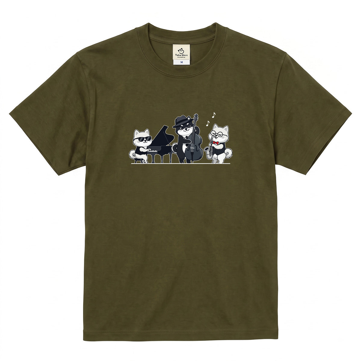 犬ジャズバンド ポメラニアンTシャツ | 音楽好き・犬好きに人気