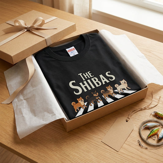 THE SHIBAS | 柴犬 横断歩道 ゆるかわパロディTシャツ【犬好き・愛犬家・ギフトに最適】