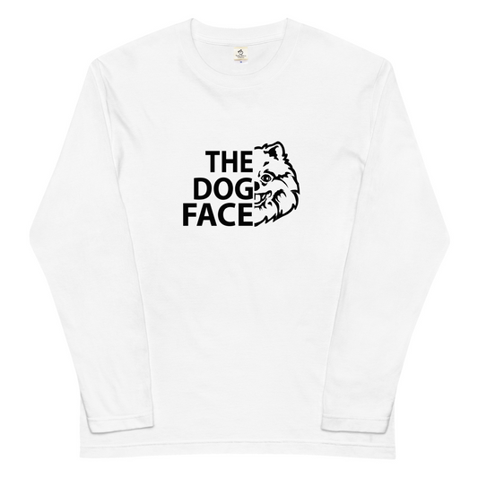 犬 ロン t 長袖tシャツ いぬ 犬イラストポメラニアン THE DOG FACE