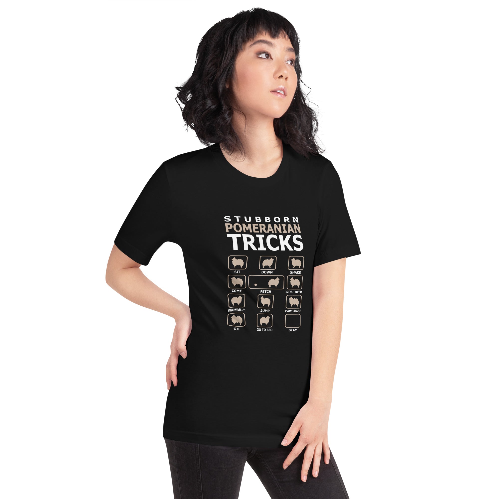ポメラニアン 面白いトリック 犬Tシャツ 犬柄Tシャツ