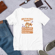 犬 tシャツ 犬イラスト ポメラニアン 幸せ|アダルト&キッズサイズ
