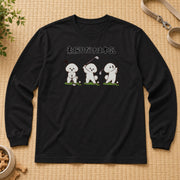 Golf Bichon ゴルフの素振りに励むビションフリーゼ | 長袖Tシャツ | フロントのみプリント