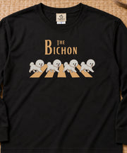 The Bichons | 横断歩道を渡る4匹のビションフリーゼ 犬 長袖Tシャツ | フロントのみプリント