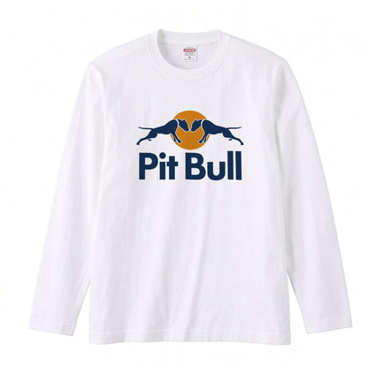 PIT BULL | 犬 ドッグシルエット スポーティ グラフィック ロングTシャツ【ドッグオーナー・愛犬家・ストリート系・父の日・プレゼントに最適】