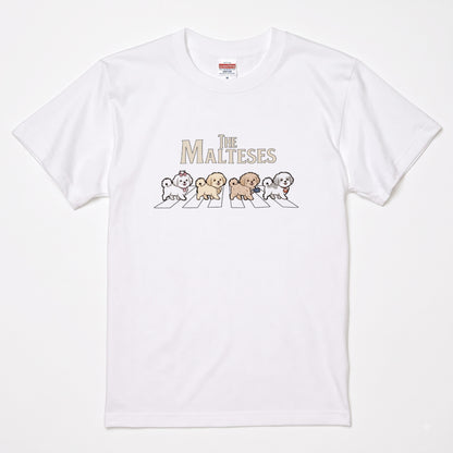 THE MALTESES | 横断歩道 ゆるかわ マルチーズ4匹 パロディ Tシャツ【犬好き・愛犬家・イベント・プレゼントに最適】