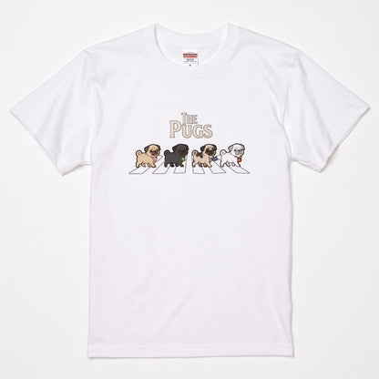 THE PUGS | 横断歩道 ゆるかわ パロディ Tシャツ【犬好き・愛犬家・パググッズ・イベント・プレゼントに最適】