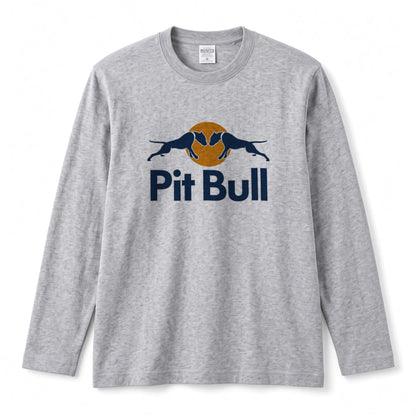 PIT BULL | 犬 ドッグシルエット スポーティ グラフィック ロングTシャツ【ドッグオーナー・愛犬家・ストリート系・父の日・プレゼントに最適】