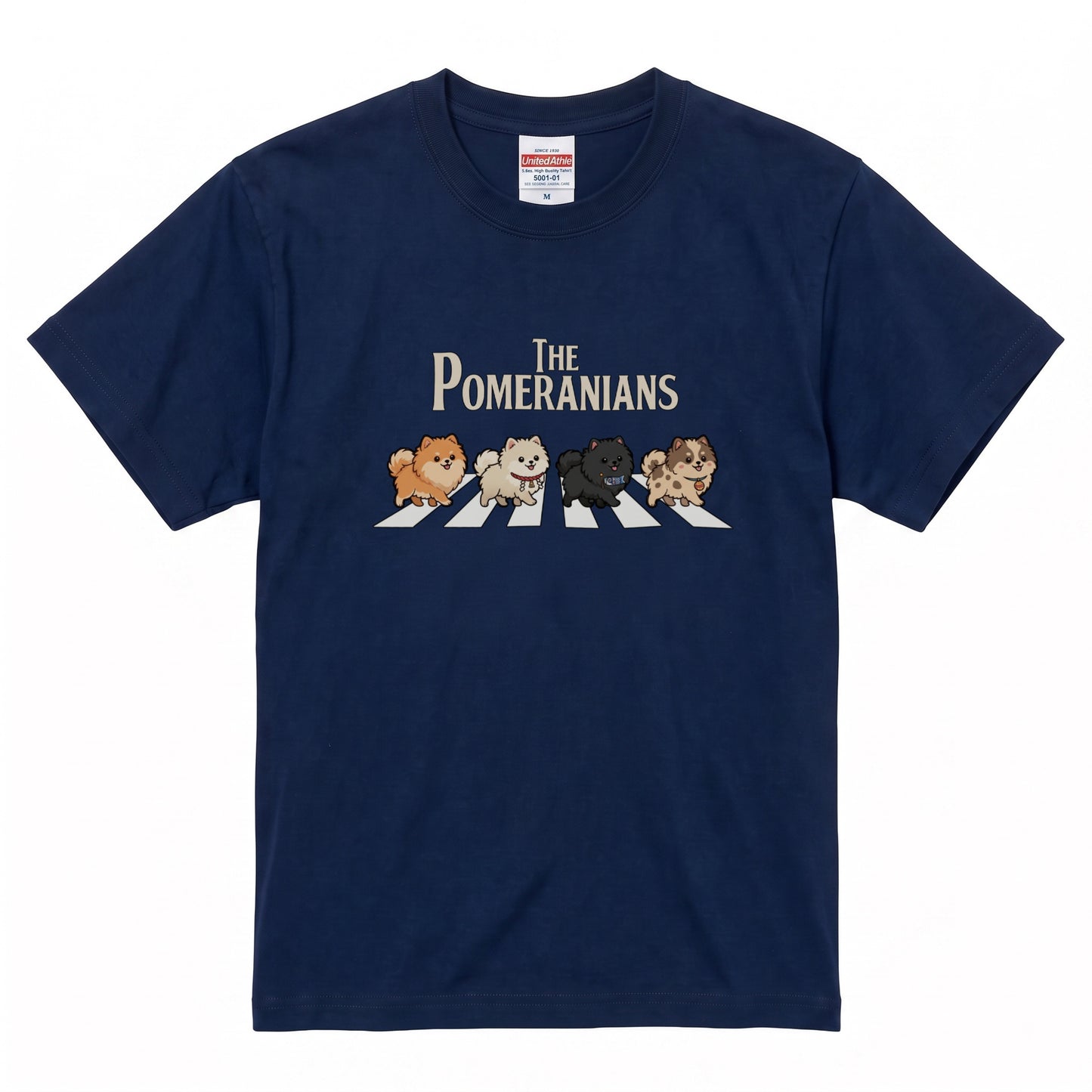 THE POMERANIANS | 横断歩道 ゆるかわ ポメラニアン パロディ Tシャツ【犬好き・愛犬家・イベント・プレゼントに最適】