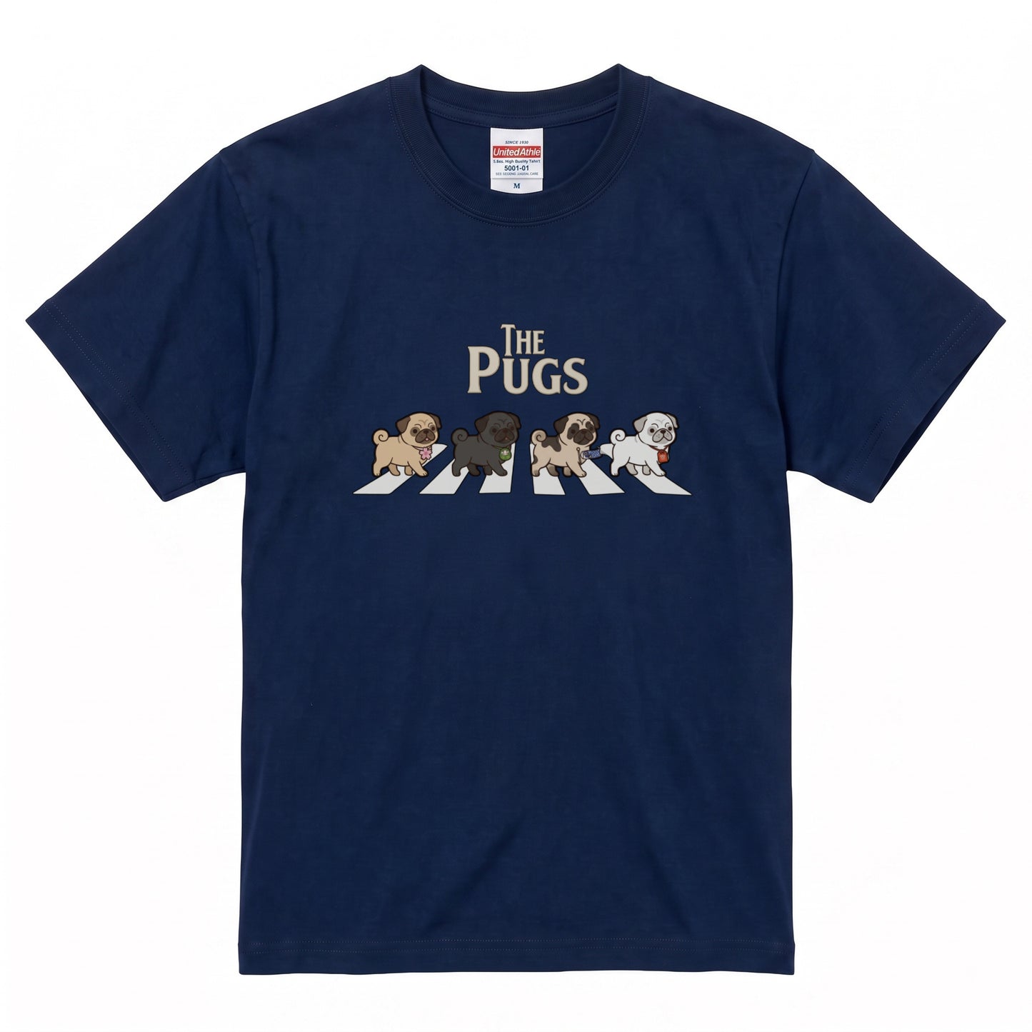 THE PUGS | 横断歩道 ゆるかわ パロディ Tシャツ【犬好き・愛犬家・パググッズ・イベント・プレゼントに最適】