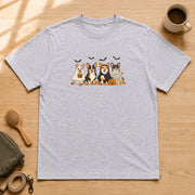 Halloween Corgi Spooky  ハロウィン コーギー「おばけ仮装パーティー」 Tシャツ｜フロントプリント