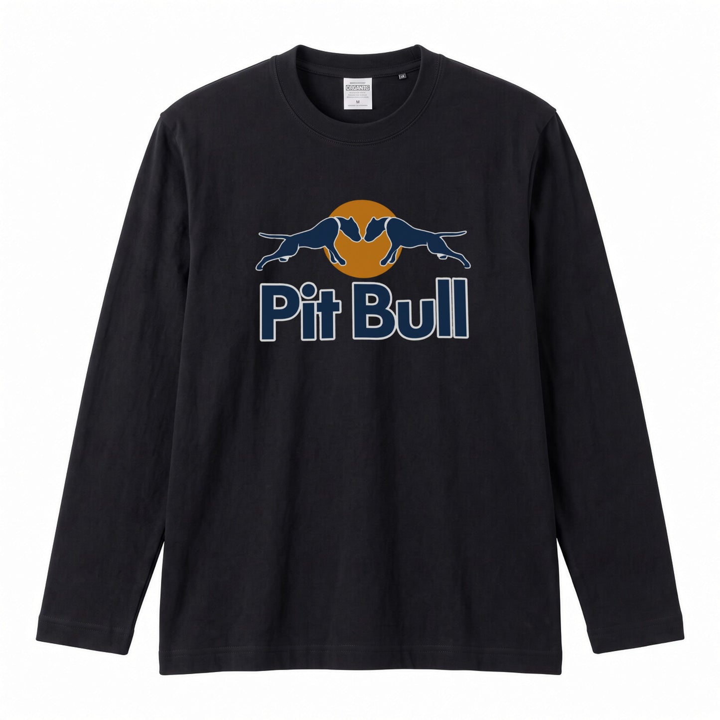 PIT BULL | 犬 ドッグシルエット スポーティ グラフィック ロングTシャツ【ドッグオーナー・愛犬家・ストリート系・父の日・プレゼントに最適】