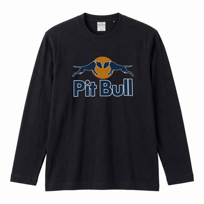 PIT BULL | 犬 ドッグシルエット スポーティ グラフィック ロングTシャツ【ドッグオーナー・愛犬家・ストリート系・父の日・プレゼントに最適】