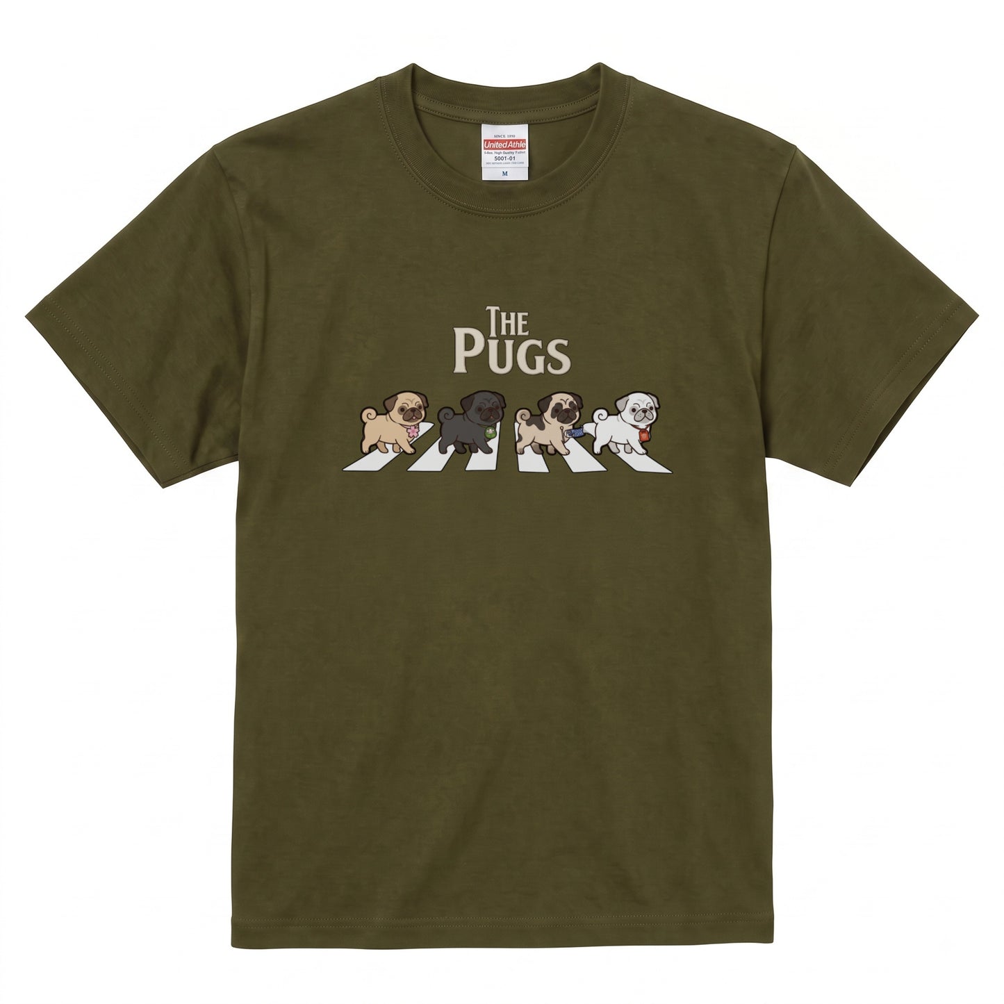 THE PUGS | 横断歩道 ゆるかわ パロディ Tシャツ【犬好き・愛犬家・パググッズ・イベント・プレゼントに最適】
