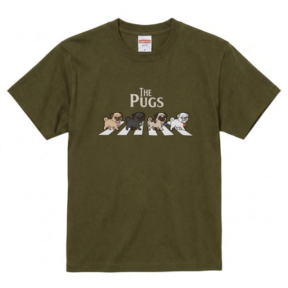 THE PUGS | 横断歩道 ゆるかわ パロディ Tシャツ【犬好き・愛犬家・パググッズ・イベント・プレゼントに最適】