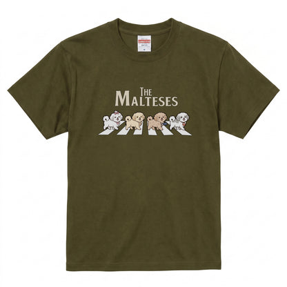THE MALTESES | 横断歩道 ゆるかわ マルチーズ4匹 パロディ Tシャツ【犬好き・愛犬家・イベント・プレゼントに最適】