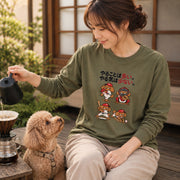 Baseball Poodle | やることは多い やる気は少ない 野球 犬 おもしろ トイプードル 長袖Tシャツ | フロントのみプリント