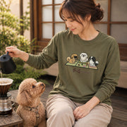 Chanoyu Pekingese | 茶道 ペキニーズ 和風 お茶会 犬 長袖Tシャツ | フロントのみプリント