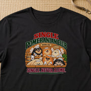 Single Pomeranian Club Sauna サウナでととのうポメラニアン Tシャツ｜フロントプリント