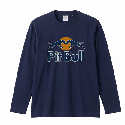 PIT BULL | 犬 ドッグシルエット スポーティ グラフィック ロングTシャツ【ドッグオーナー・愛犬家・ストリート系・父の日・プレゼントに最適】