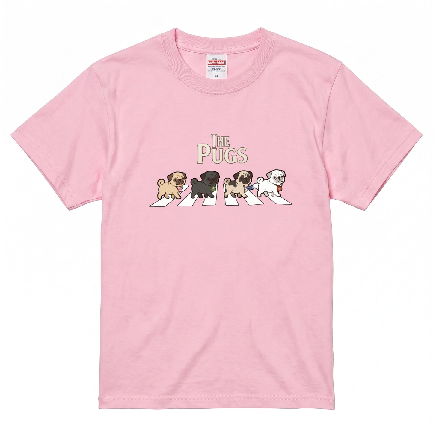 THE PUGS | 横断歩道 ゆるかわ パロディ Tシャツ【犬好き・愛犬家・パググッズ・イベント・プレゼントに最適】