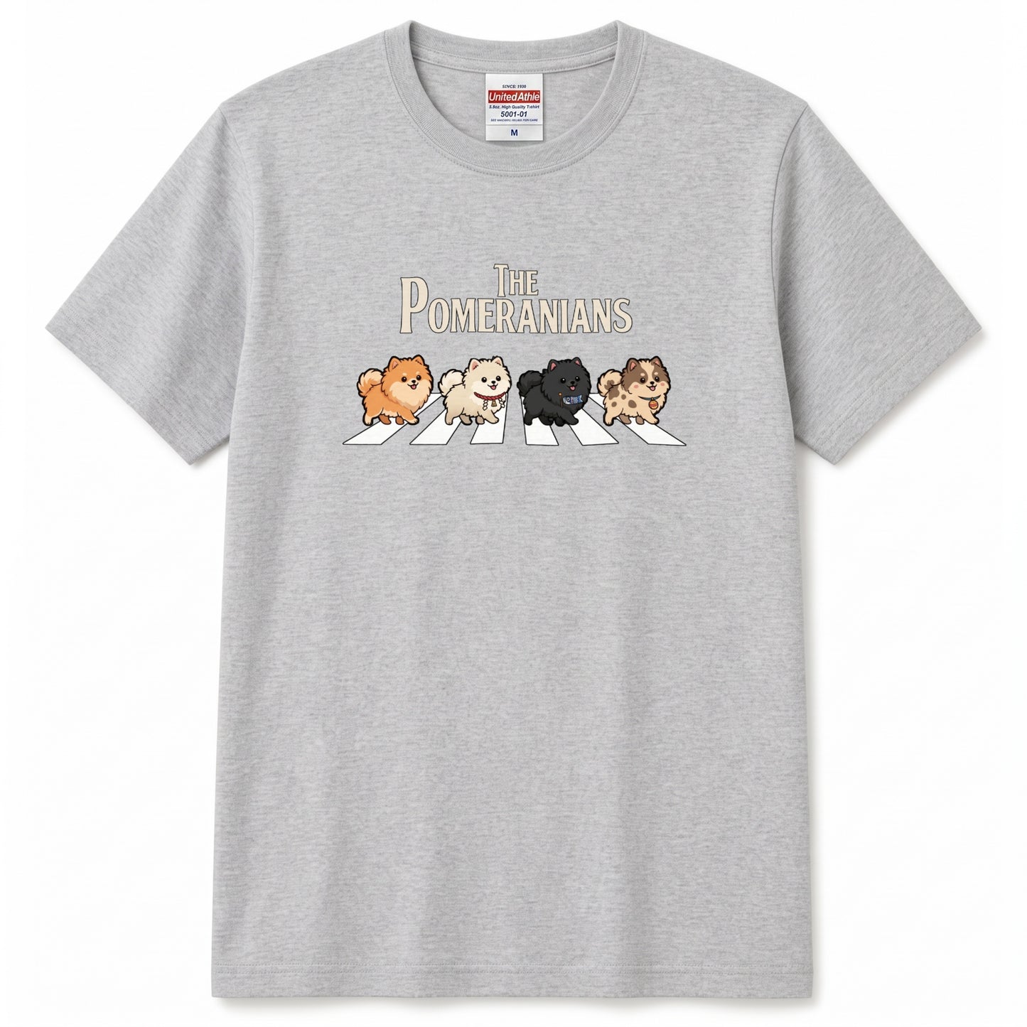 THE POMERANIANS | 横断歩道 ゆるかわ ポメラニアン パロディ Tシャツ【犬好き・愛犬家・イベント・プレゼントに最適】