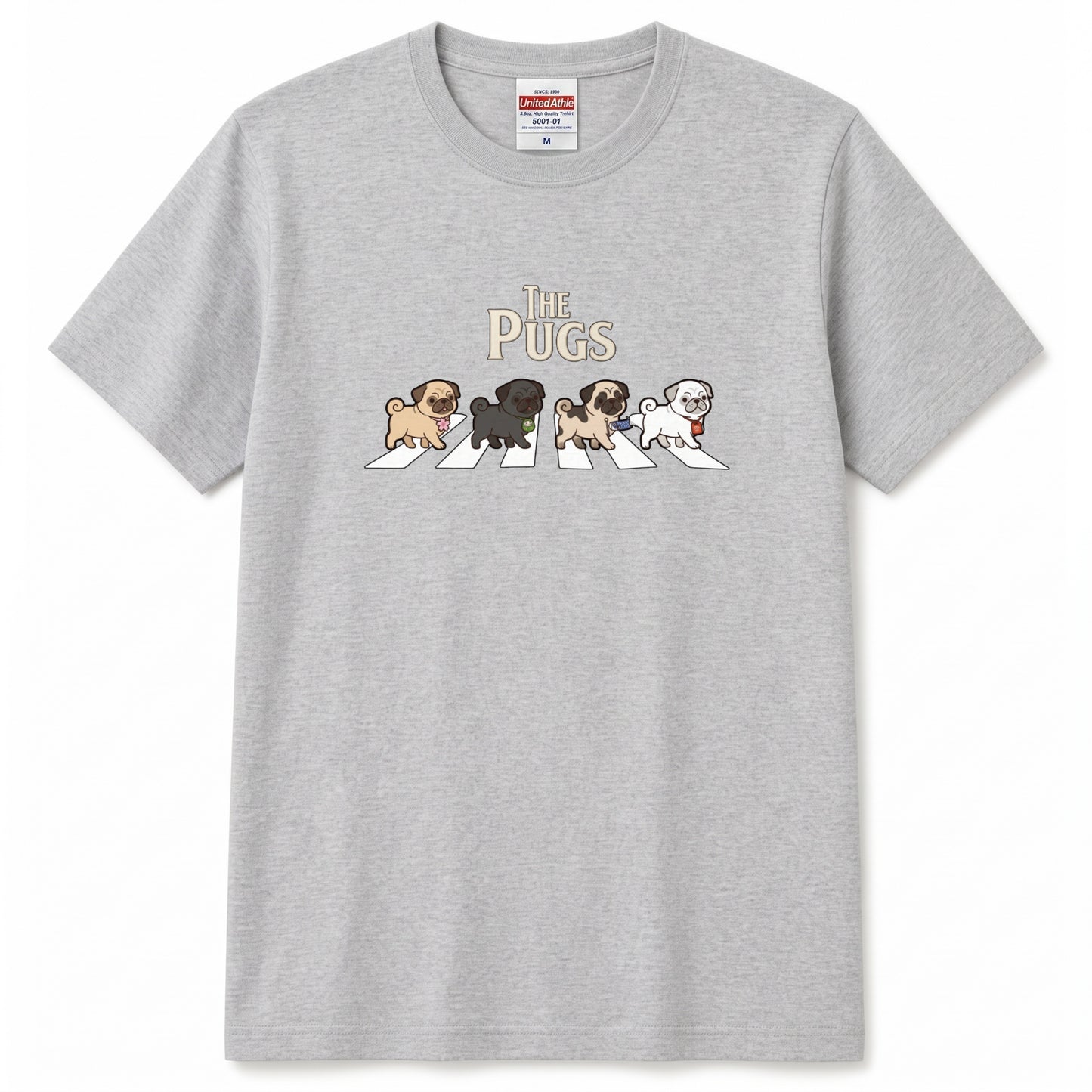 THE PUGS | 横断歩道 ゆるかわ パロディ Tシャツ【犬好き・愛犬家・パググッズ・イベント・プレゼントに最適】