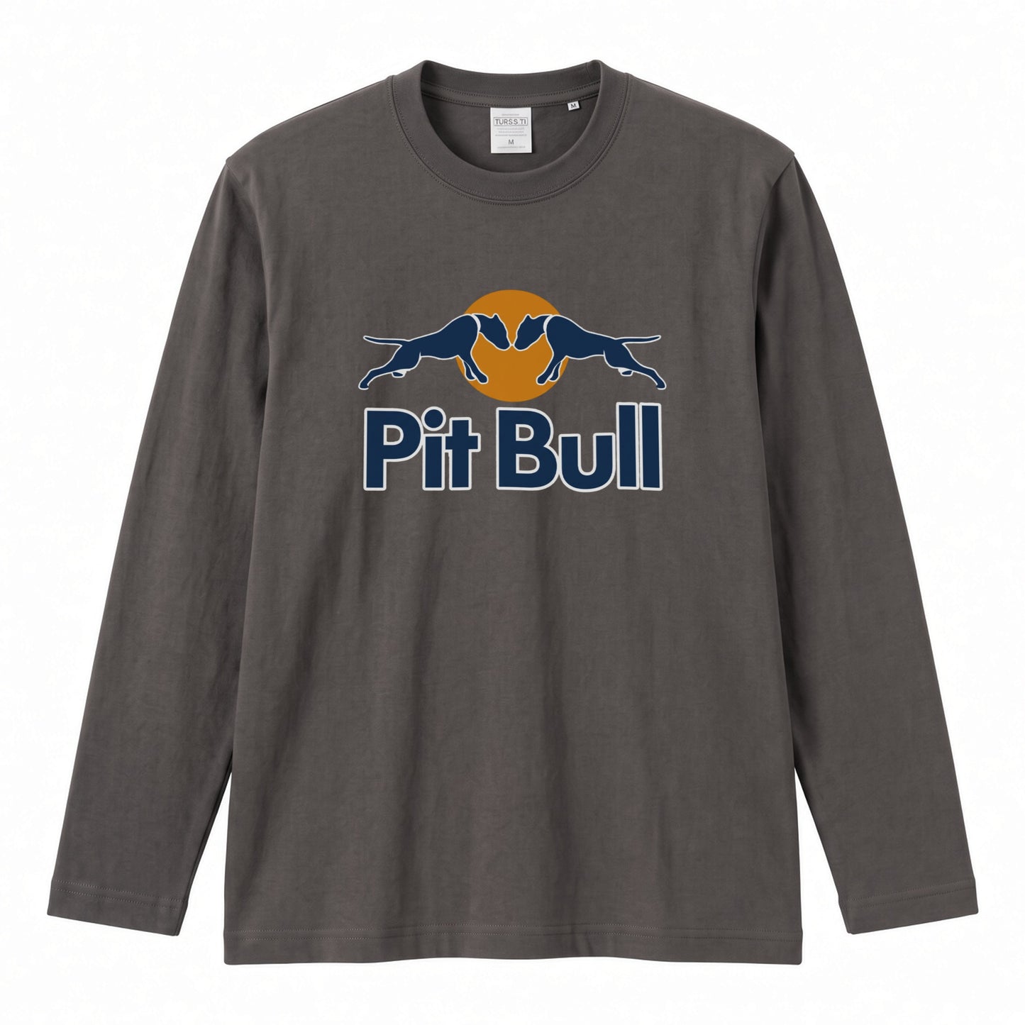 PIT BULL | 犬 ドッグシルエット スポーティ グラフィック ロングTシャツ【ドッグオーナー・愛犬家・ストリート系・父の日・プレゼントに最適】