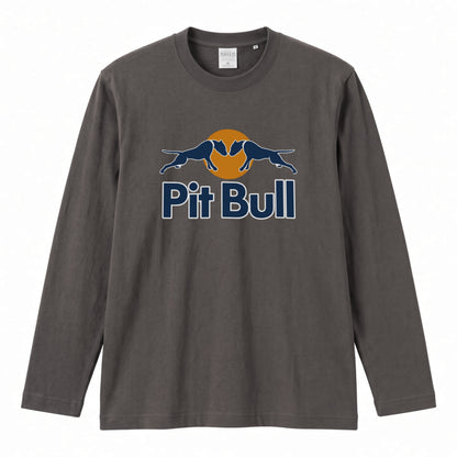 PIT BULL | 犬 ドッグシルエット スポーティ グラフィック ロングTシャツ【ドッグオーナー・愛犬家・ストリート系・父の日・プレゼントに最適】