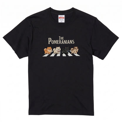 THE POMERANIANS | 横断歩道 ゆるかわ ポメラニアン パロディ Tシャツ【犬好き・愛犬家・イベント・プレゼントに最適】