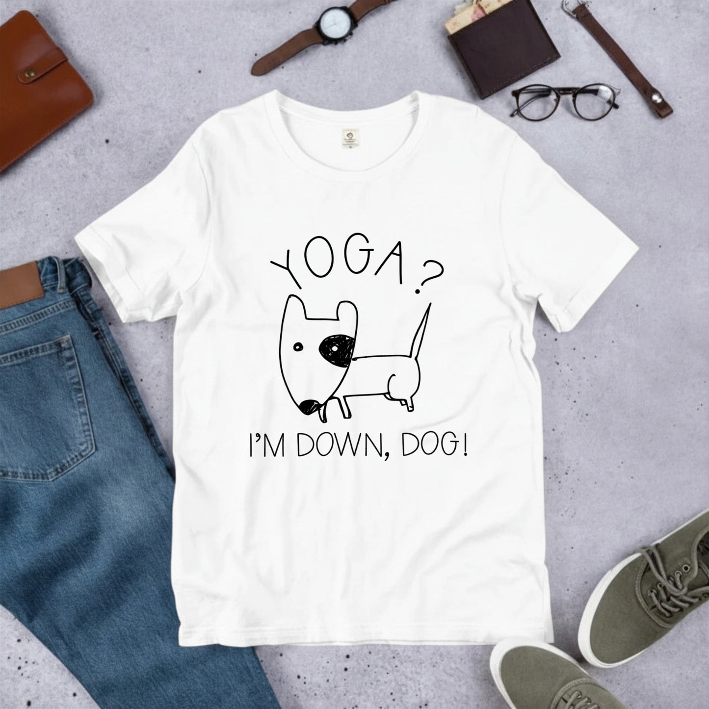 ヨガポーズ犬 犬Tシャツ | ヨガ好き・犬好きに人気