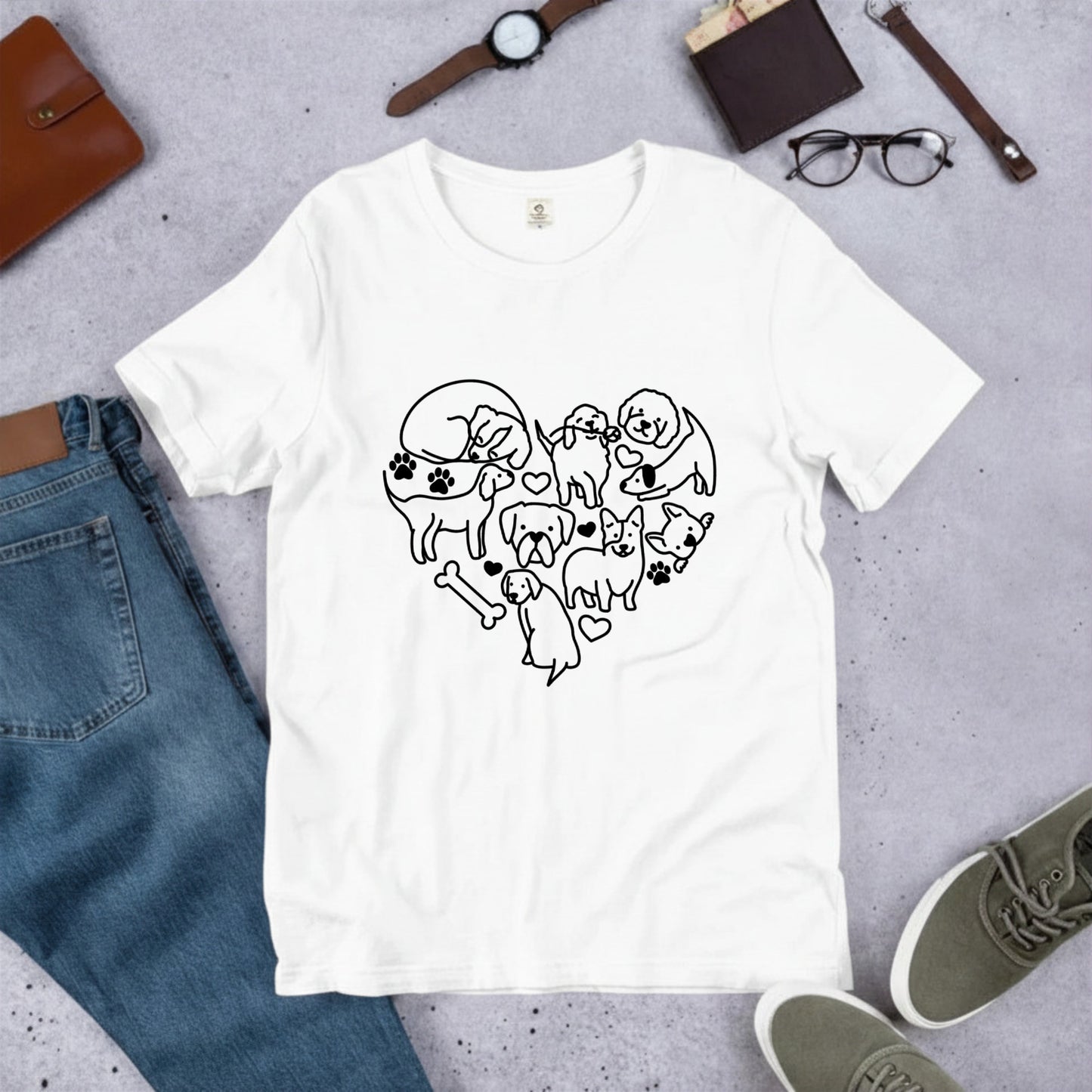 ハート型集合犬イラスト 犬Tシャツ | 犬好き・愛犬家に人気