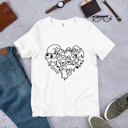 ハート型集合犬イラスト 犬Tシャツ | 犬好き・愛犬家に人気