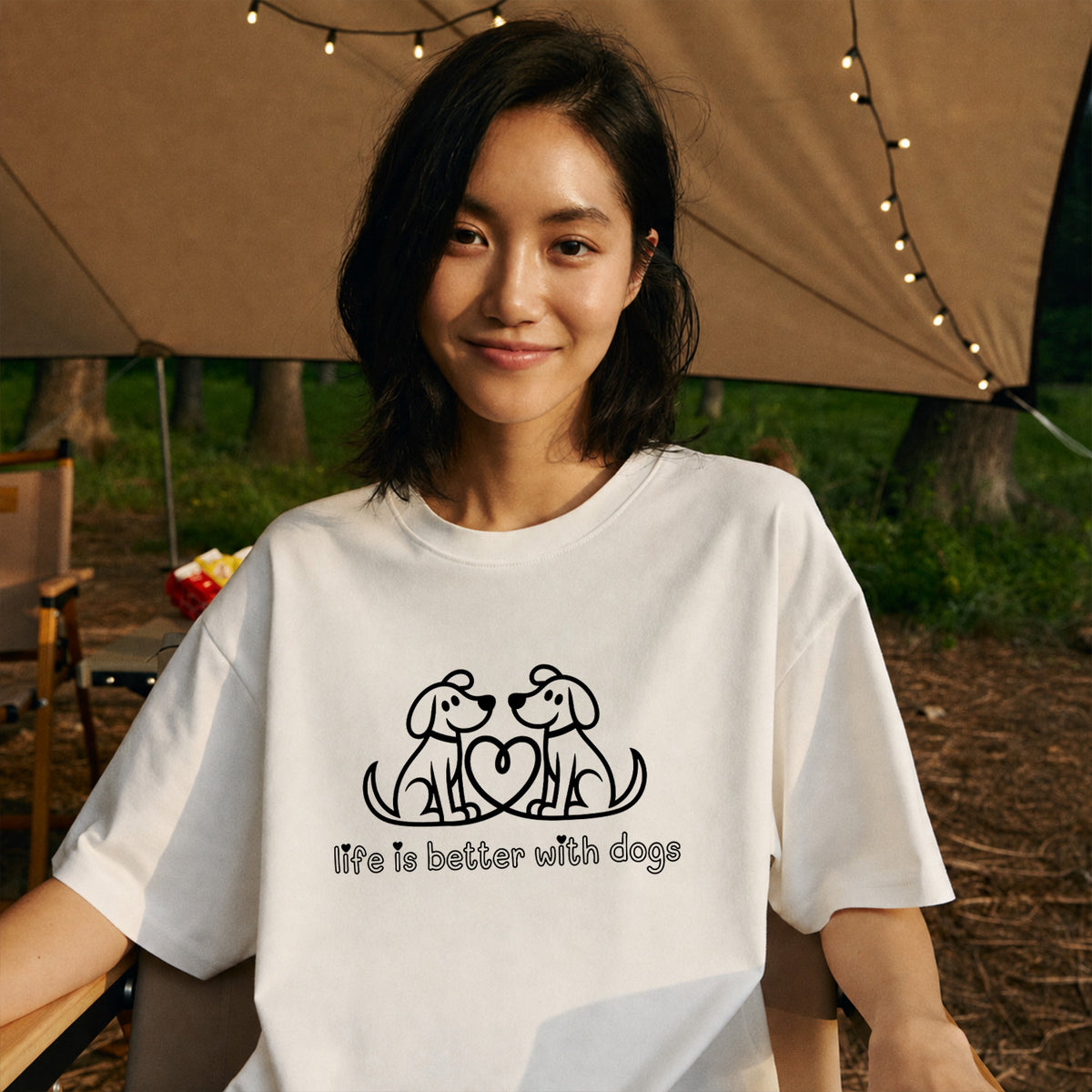 ハート対面犬 犬Tシャツ | 犬好き・愛犬家に人気