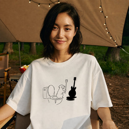 犬 トイレブラシ ギター 影 Tシャツ ｜ 犬好き・音楽好き・おもしろに人気