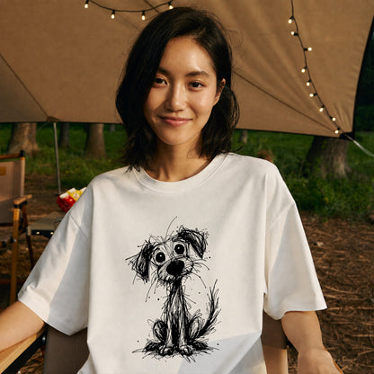 手書き風スケッチ犬 犬Tシャツ | 犬好き・おしゃれ好きに人気