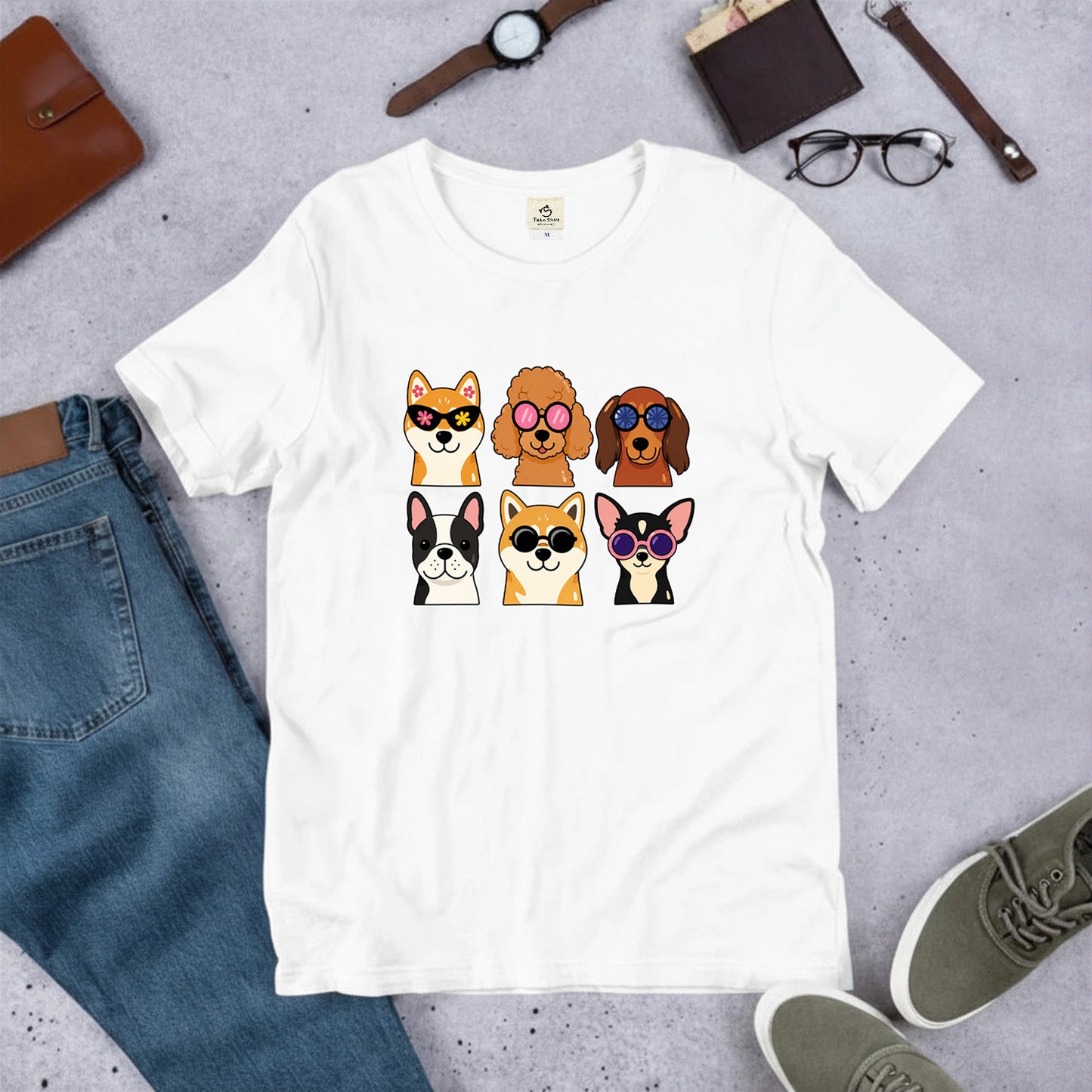 サングラス犬グループ 犬Tシャツ | 夏・おしゃれ好きに人気