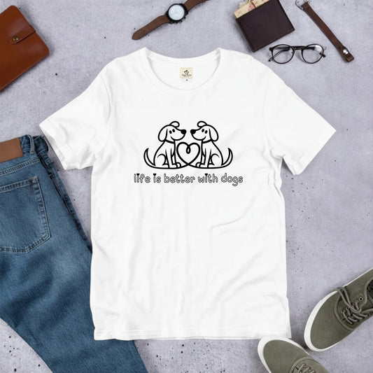 ハート対面犬 犬Tシャツ | 犬好き・愛犬家に人気