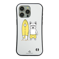 ケース いぬ 犬 イラスト   フレンチ・ブルドッグ サーフボード×フレブル ケース iPhone8, SE2, SE3 ~ ケース iPhone17シリーズ